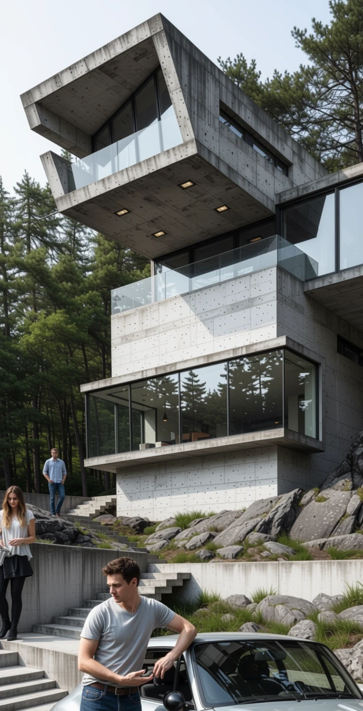 Contoh visualisasi AI rumah modern pada siang hari