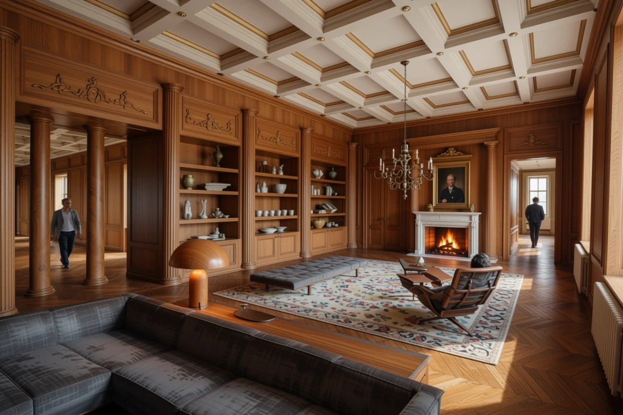 Contoh hasil AI interior klasik yang realistis